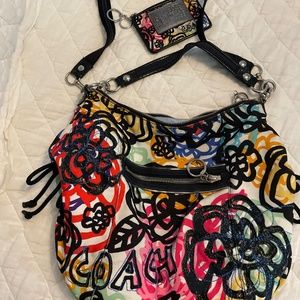 Coach Poppy bag + coin keychain wallet